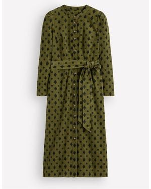 Boden Louise Cord Midi Shirt Dress - Green