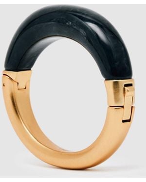 Reiss Salma - Gold Tone Salma Scoop Enamel Hinged Bangle, One - Blue