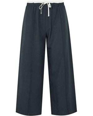 PixieGirl Petite Pixiegirl Petite Contrast Waist Pintuck Wide Leg Pants - Blue