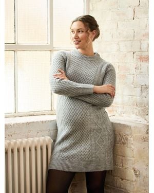 Jojo Maman Bébé Cable Knit High Neck Maternity Dress - Natural