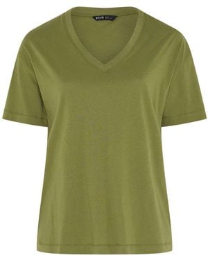 Yours Curve Relaxed Longline T-Shirt - Green