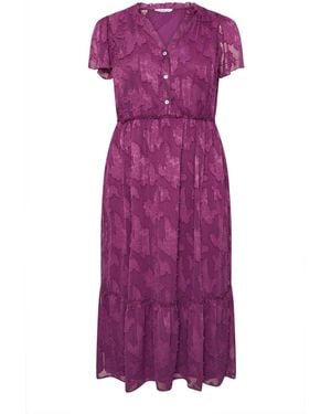 Yours Curve London Jacquardkleid Mit Floralem Ausbrennermuster - Lila