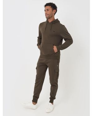 Threadbare Cotton Rich Hoodie And Cargo Sweatpants Set - Green