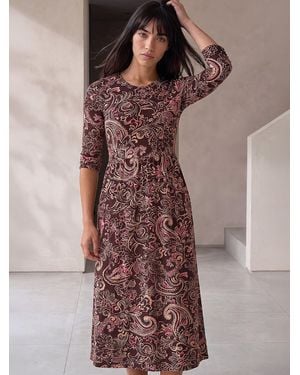Roman Petite Floral Midi Dress - Brown