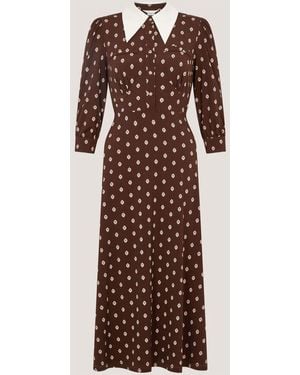 Monsoon Janey Print Jersey Midi Dress - Brown