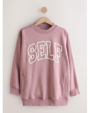 Self Boucle Longline Sweatshirt - Pink