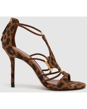Reiss Roxanne Suede Leopard-Print Strappy Sandals - Multicolor