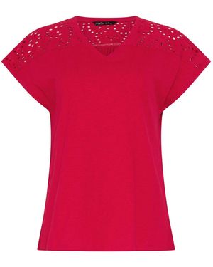 M Com Woven Insert V-Neck T-Shirt - Red
