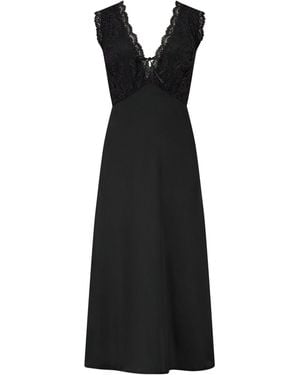 Pour Moi Midi Dusk Satin Lace Chemise - Black