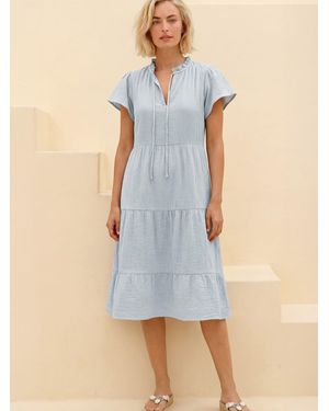 Aspiga Lois Cotton Cheesecloth Dress - Blue