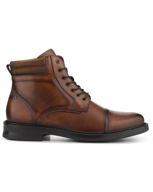 Jones Bootmaker Tan Eugene Leather Lace-Up Boots With Padded Cuff - Brown