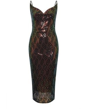 Yours Curve London Sequin Abstract Cowl Dress - Black