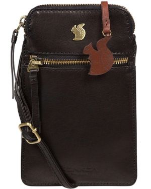 Conkca Bambino Leather Cross-Body Phone Bag - Black