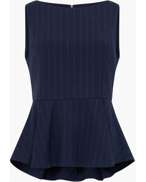French Connection Alia Pinstripe Peplim Top - Blue