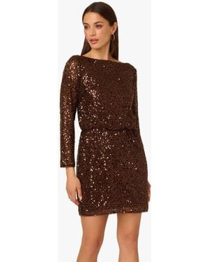 Adrianna Papell By Mini Sequin Dress - Brown