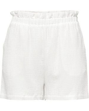 Jdy Relaxed Waist Cheesecloth Beach Shorts - White