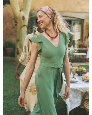 Monsoon Riri V-Neck Frill Jumpsuit - Green