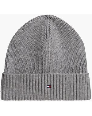 Tommy Hilfiger Flag Embroidery Beanie With Cashmere - Gray