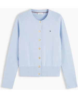 Tommy Hilfiger Slim Tone Button Jersey Cardigan - Blue