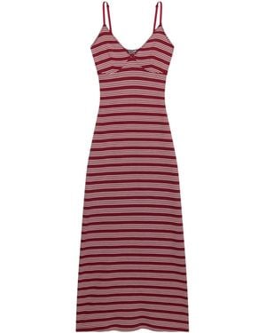 Superdry V-Neck Striped Maxi Dress - Red