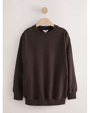 Next Chocolate Relaxed Fit Essentials Longline Sweatshirt With Pockets - Black