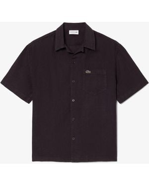 Lacoste Relaxed Fit Short Sleeved Linen Shirt - Blau