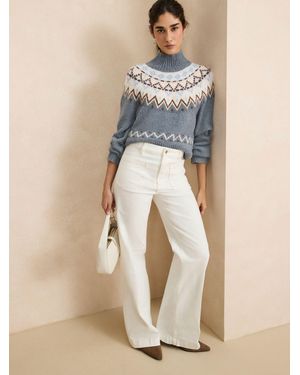 Next Ecru Patch Pocket Flare Jeans - Blue