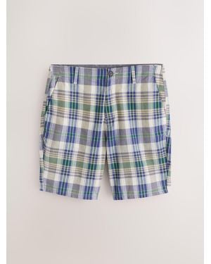 Next Cotton Madras Check 7 Inch Chino Shorts - Blue