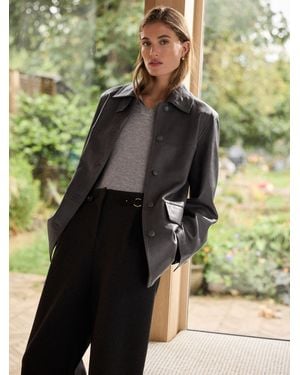 Next Charcoal N. Premium Leather Chore Jacket - Grey