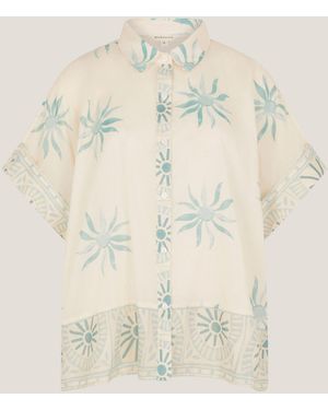 Monsoon Tashie Sun Print Oversized Shirt - Natural