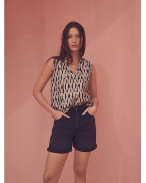 Next Bleach Relaxed Turn Up 100% Cotton Denim Shorts - Pink