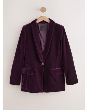 Next Burgundy Velvet Single Breasted Blazer - Purple
