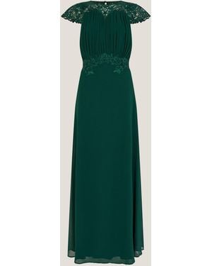 Monsoon Elodie Lace Chiffon Maxi Bridesmaid Dress - Green
