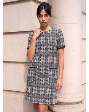 Roman Petite Houndstooth Dress - Natural