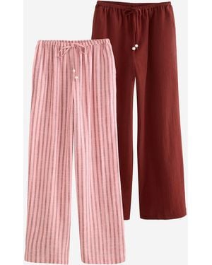 Friends Like These Rust Linen Drawstring Waist Pants 2 Pack - Red
