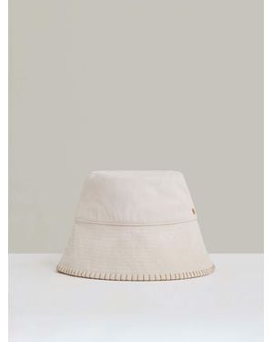 Reiss Off Winnie Cotton Blanket-Stitch Bucket Hat - Natural
