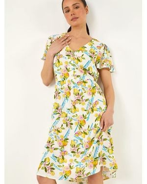 Roman Petite Lemon Print Pocket Dress - Yellow