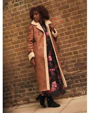 JD Williams Shearling Maxi Coat - Brown