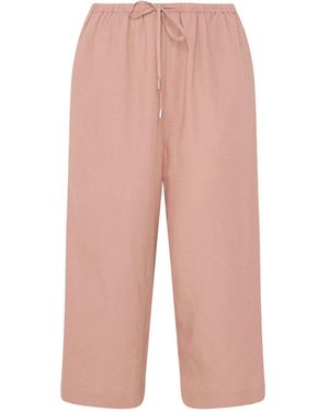 Evans Linen Blend Cropped Pants - Pink