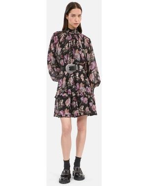 The Kooples Silk Print Mini Dress - White