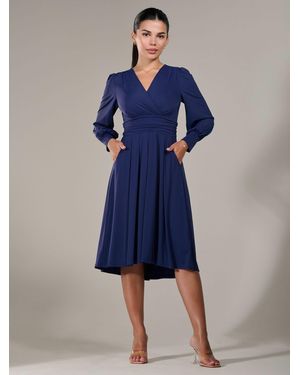 Jolie Moi Petite Petite Long Sleeve Soft Silky Jersey Midi Dress - Blue
