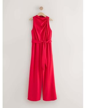 Next Occasion Cowl Neck Sleeveless Jersey Jumpsuit - Red