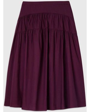 Whistles Tier Hem Cotton Skirt - Purple