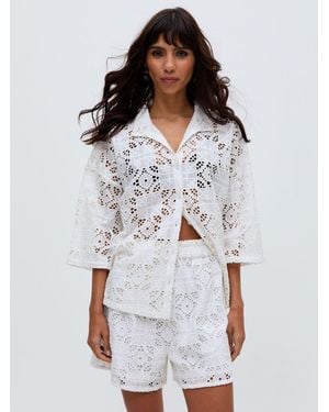 Raffya Shelli All Over Broderie Anglaise Shirt In - White