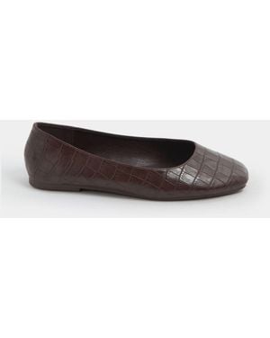 Yours Curve Extra Wide Fit Croc Print Ballerina Pumps - White