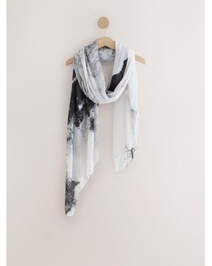 Next Monochrome Plisse Lightweight Scarf - White