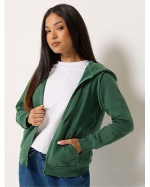 M Com Petite Essential Zip Hoodie - Green