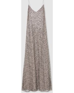 Reiss Faye Sequin Maxi Slip Dress - Metallic