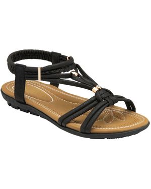 Lotus Flat Slingback Sandals - Black