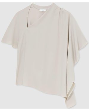 Reiss Light Jade Asymmetric Draped-Sleeve Top - White